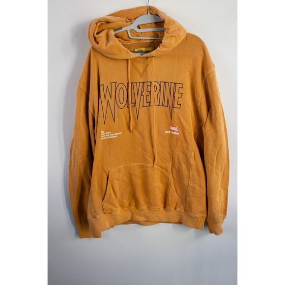 MENS DARC SPORT RAGE PIGMENT FRENCH TERRY WOLVERINE MARVEL GOLD HOODIE MEDIUM - Picture 2 of 6